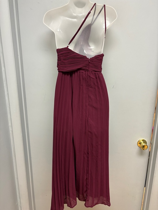 Lulus Wondrous Muse Plum Pleated One-Shoulder Midi Dress XXL - Picture 5 of 12